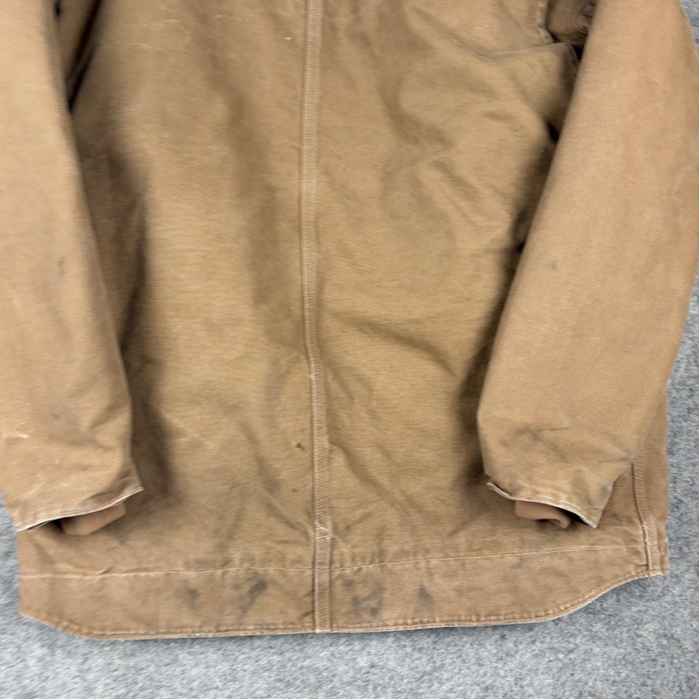 Carhartt Sherpa Lined Duck Jacket Mens Large Tall Brown Canvas Workwear Coat - Picture 12 of 15